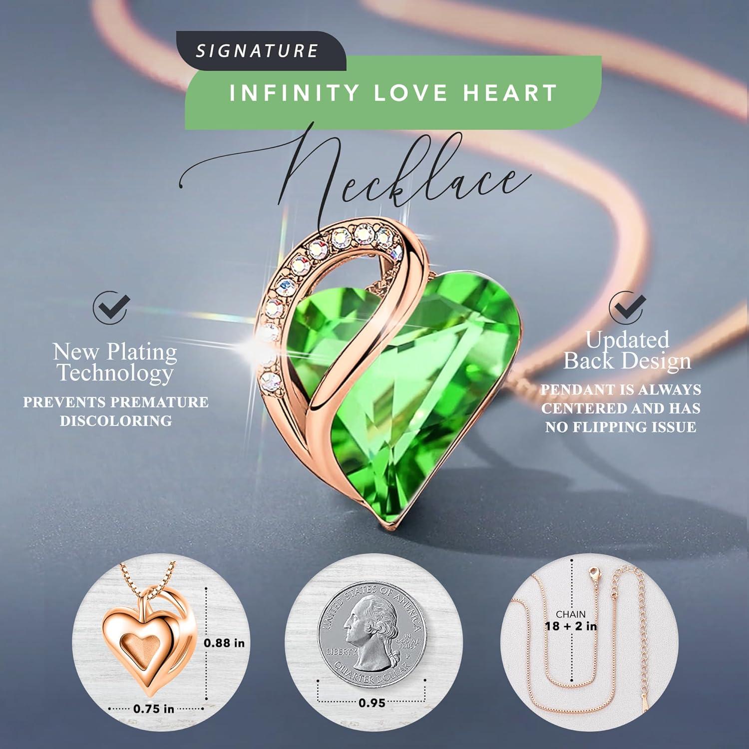 imageLeafael Rose Gold Plated Necklace for Women Heart Shaped BirthstoneHealing Crystals Center Dazzling Cubic Zirconia Hypoallergenic Chain 182 Jewelry Gifts for Anniversaries and Birthdays25 May August Fern Green