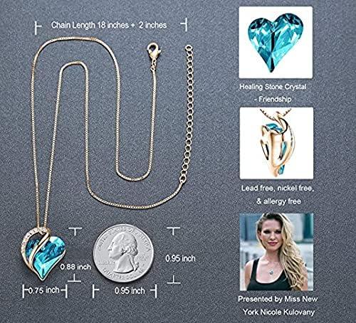 imageLeafael Rose Gold Plated Necklace for Women Heart Shaped BirthstoneHealing Crystals Center Dazzling Cubic Zirconia Hypoallergenic Chain 182 Jewelry Gifts for Anniversaries and Birthdays32 December Turquoise Aquamarine Blue