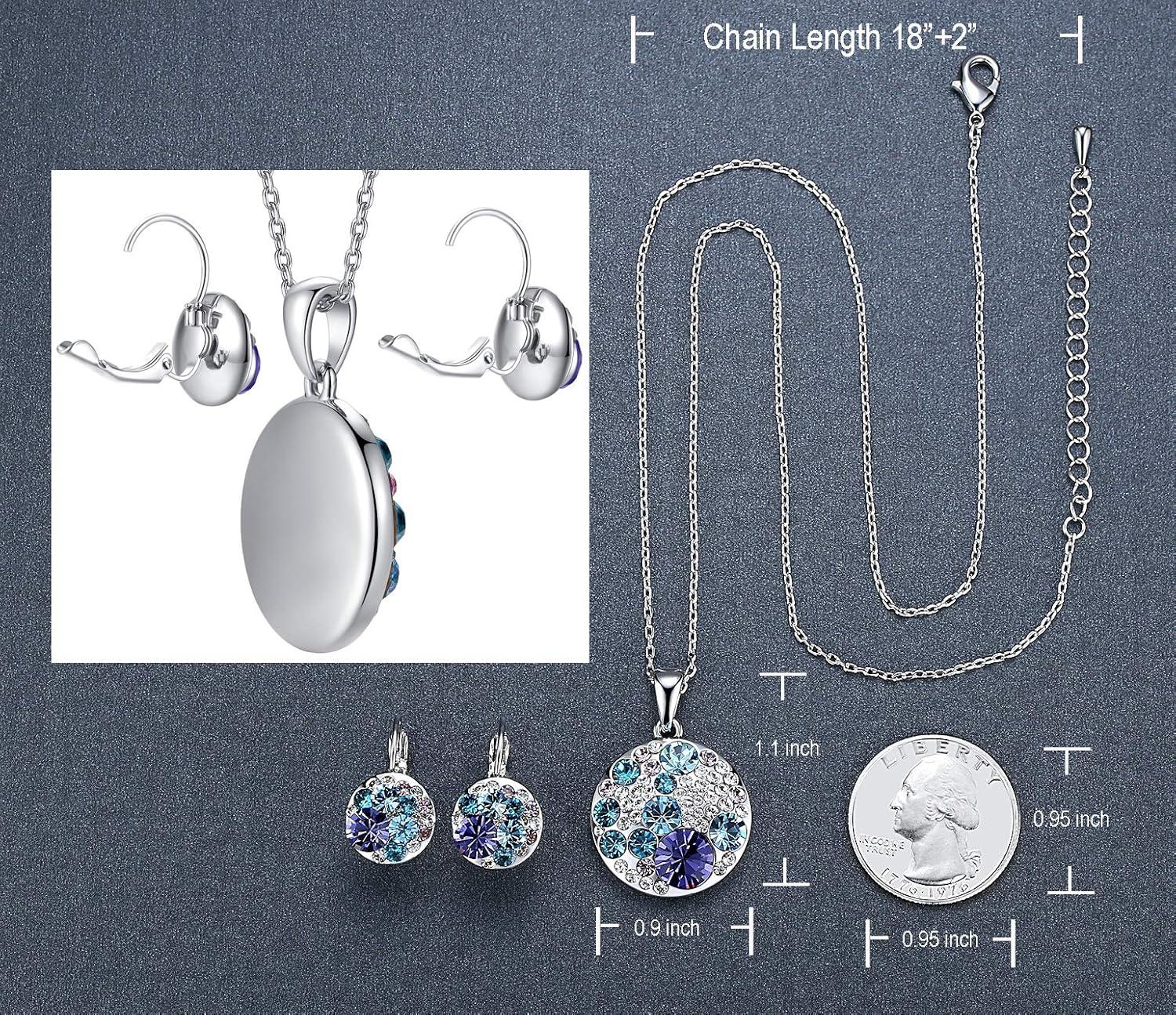 imageLeafael Ocean Bubble Womens Crystal Jewelry Set Costume Fashion Pendant Necklace Earring Silver Tone or 18K Rose Gold Plated 18 2 Birthday Gifts for WomenBlue Purple CrystalsSilvertone Chain