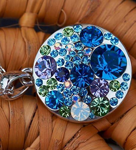 imageLeafael Ocean Bubble Womens Crystal Jewelry Set Costume Fashion Pendant Necklace Earring Silver Tone or 18K Rose Gold Plated 18 2 Birthday Gifts for WomenBlue Green CrystalsSilvertone Chain