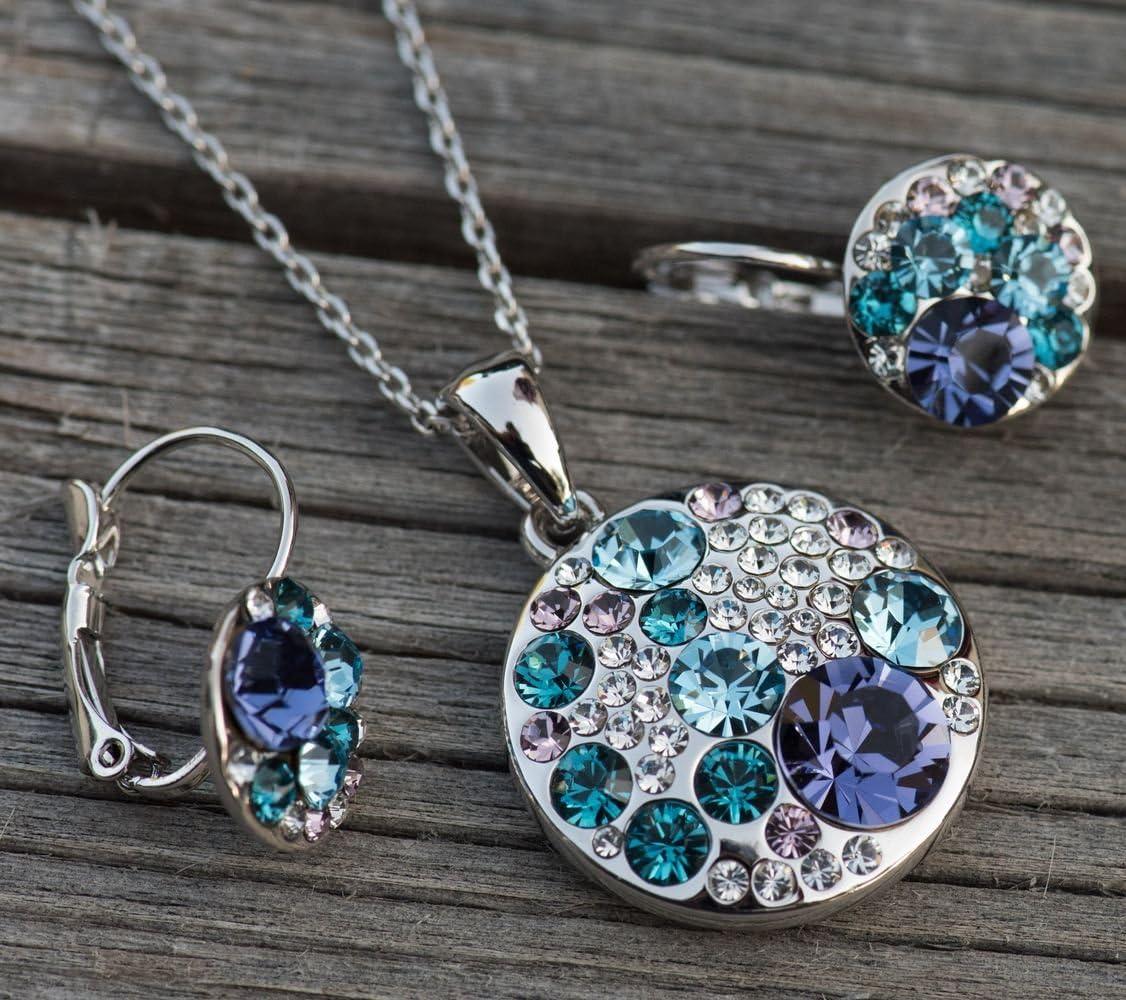 imageLeafael Ocean Bubble Womens Crystal Jewelry Set Costume Fashion Pendant Necklace Earring Silver Tone or 18K Rose Gold Plated 18 2 Birthday Gifts for WomenBlue Purple CrystalsSilvertone Chain