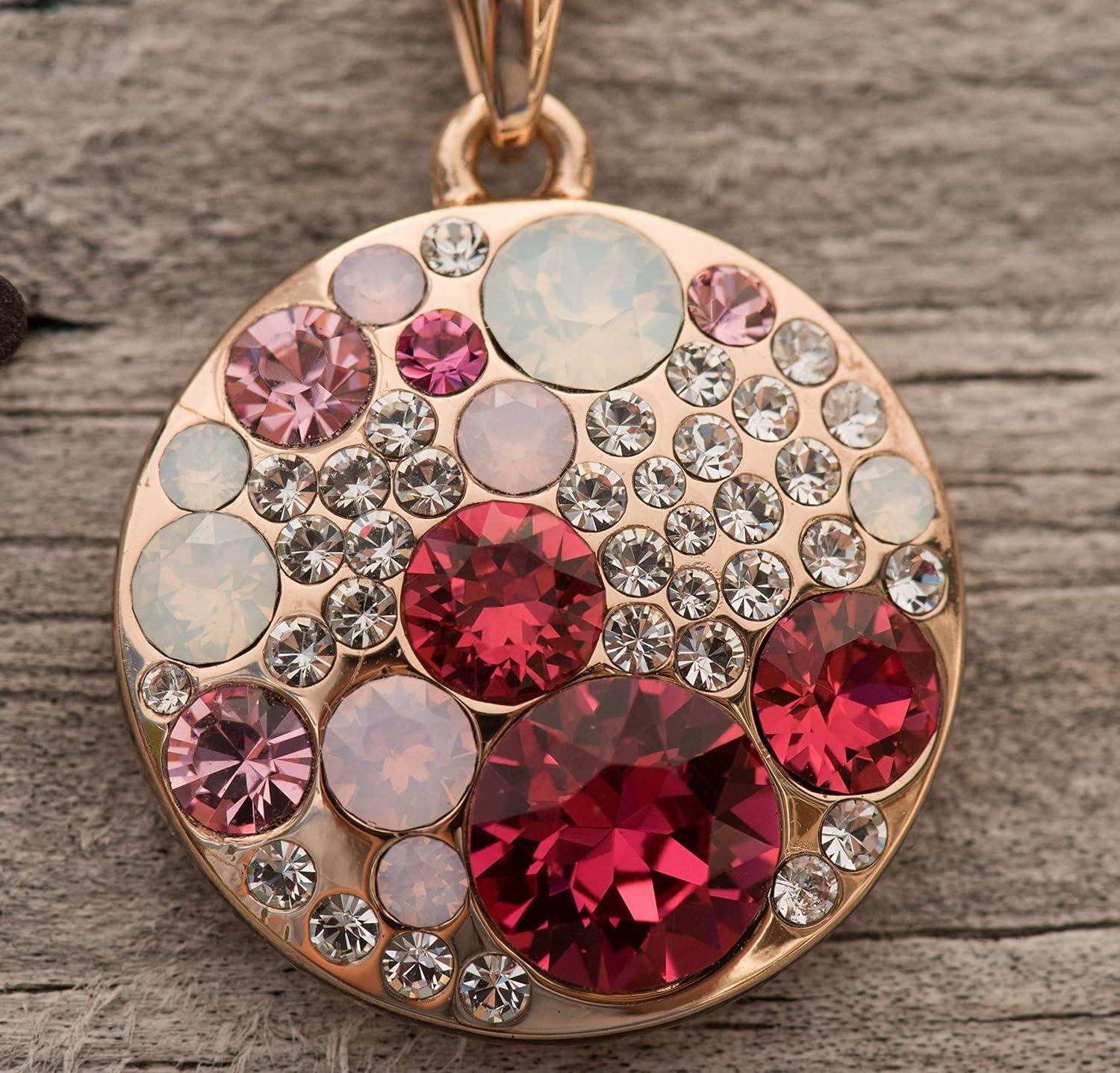 imageLeafael Ocean Bubble Womens Crystal Jewelry Set Costume Fashion Pendant Necklace Earring Silver Tone or 18K Rose Gold Plated 18 2 Birthday Gifts for WomenPink Red CrystalsRose Gold Plated Chain