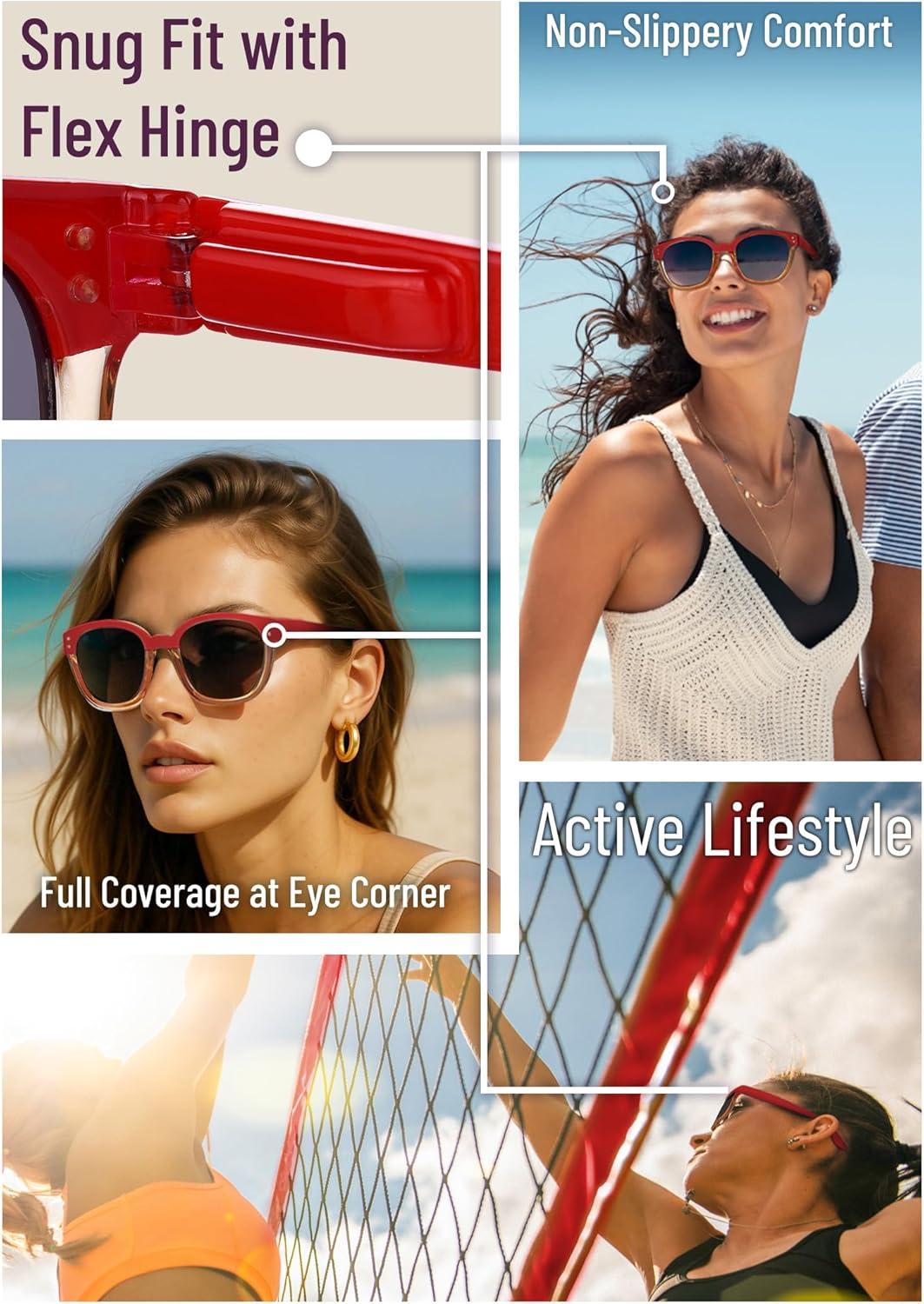imageLeafael Polarized Sunglasses Womens Trendy Two Tone Design UV400 100 Protection Retro Square Frame Lifestyle amp Active01 Red