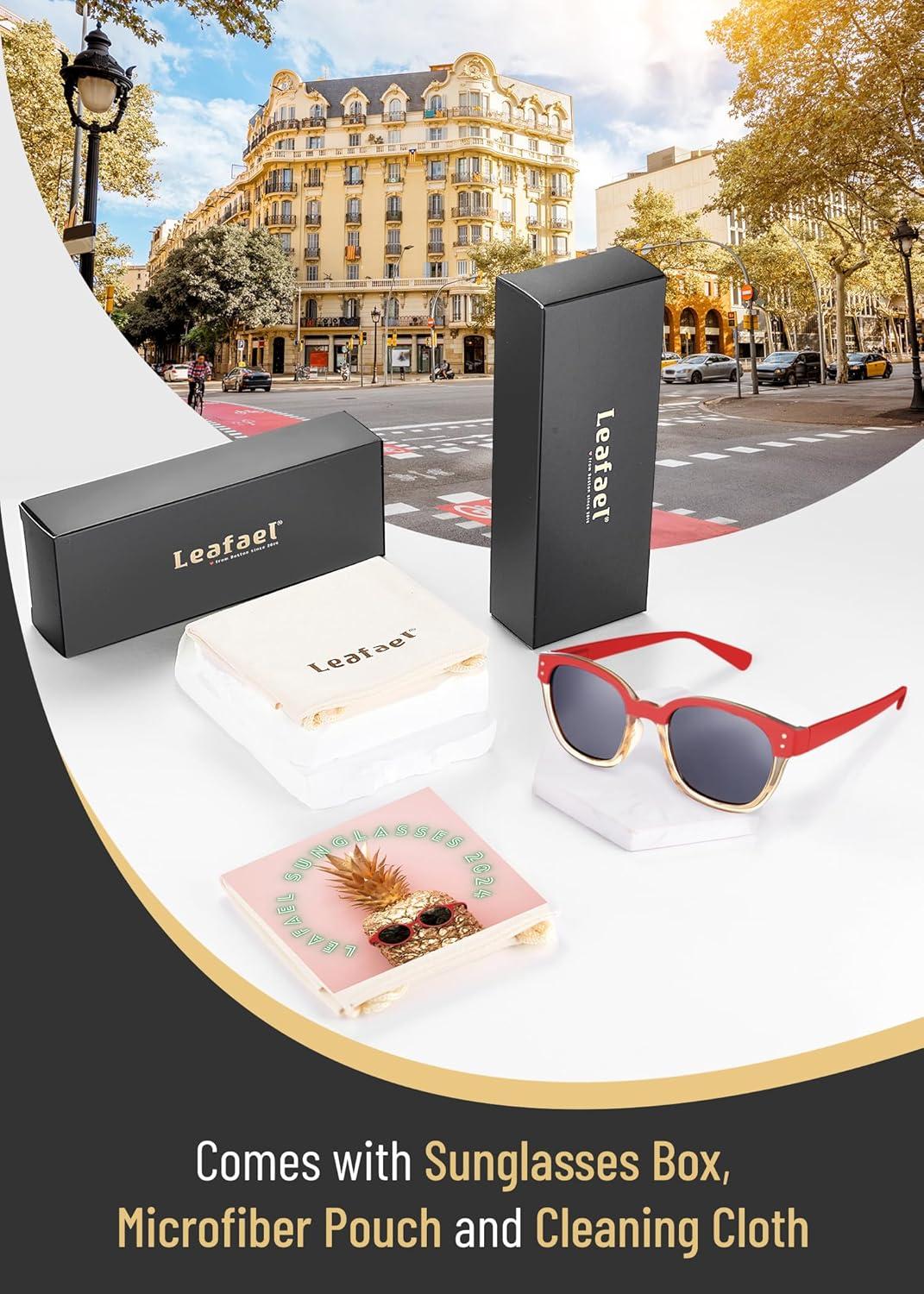 imageLeafael Polarized Sunglasses Womens Trendy Two Tone Design UV400 100 Protection Retro Square Frame Lifestyle amp Active01 Red