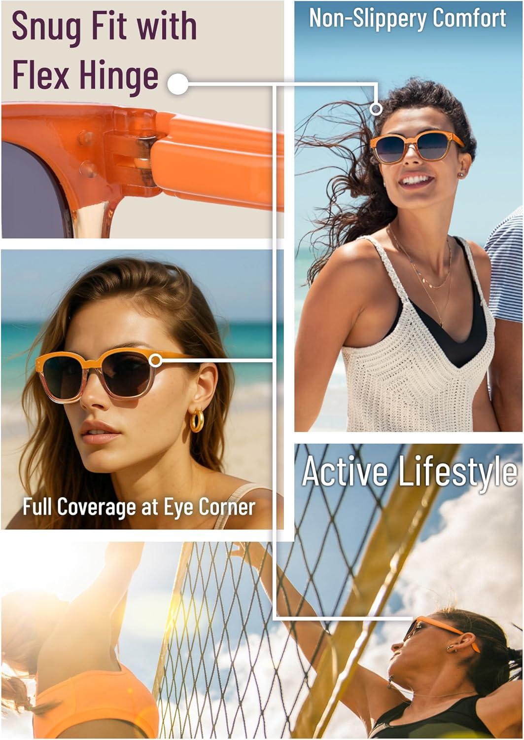imageLeafael Polarized Sunglasses Womens Trendy Two Tone Design UV400 100 Protection Retro Square Frame Lifestyle amp Active02 Orange