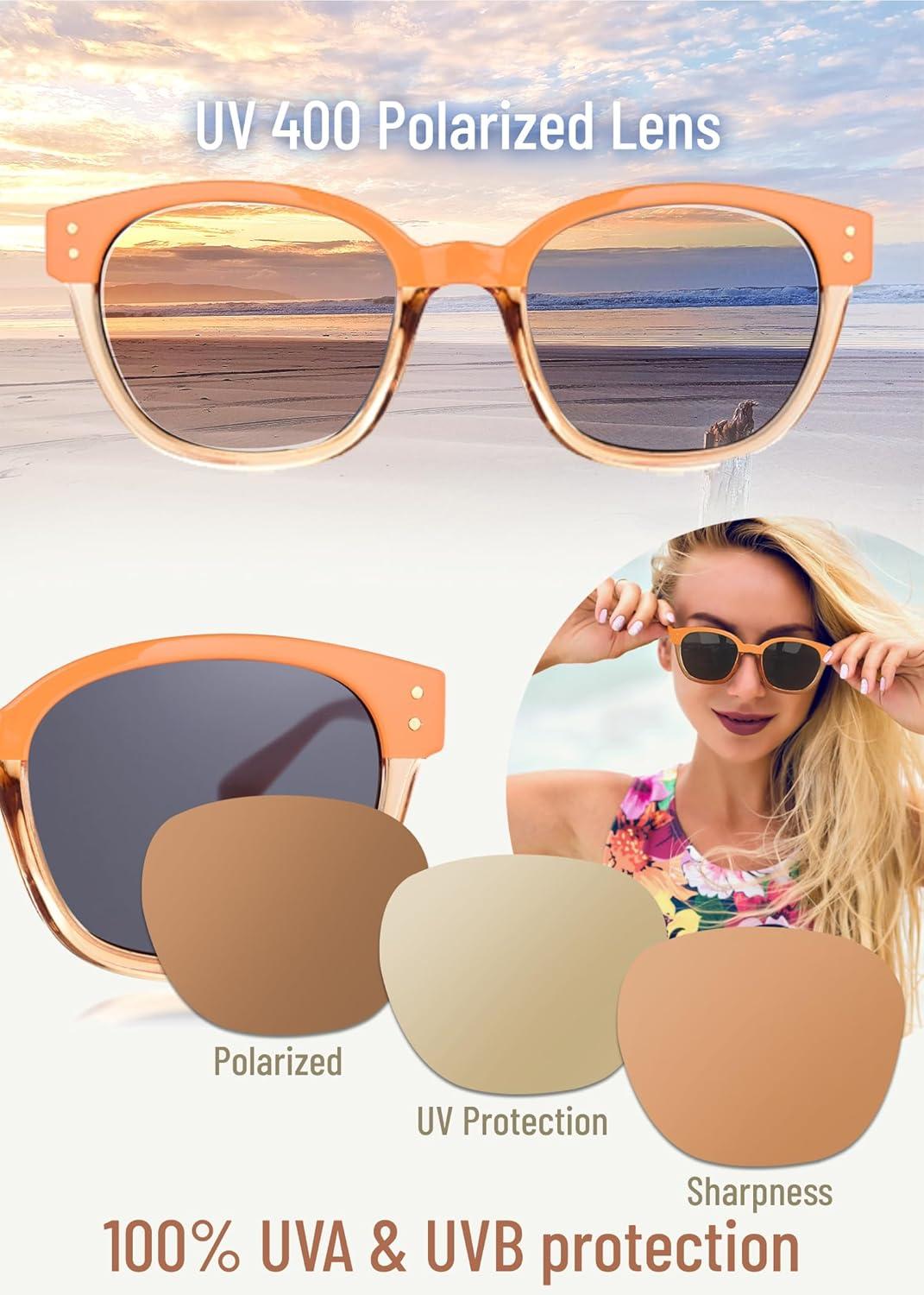 imageLeafael Polarized Sunglasses Womens Trendy Two Tone Design UV400 100 Protection Retro Square Frame Lifestyle amp Active02 Orange