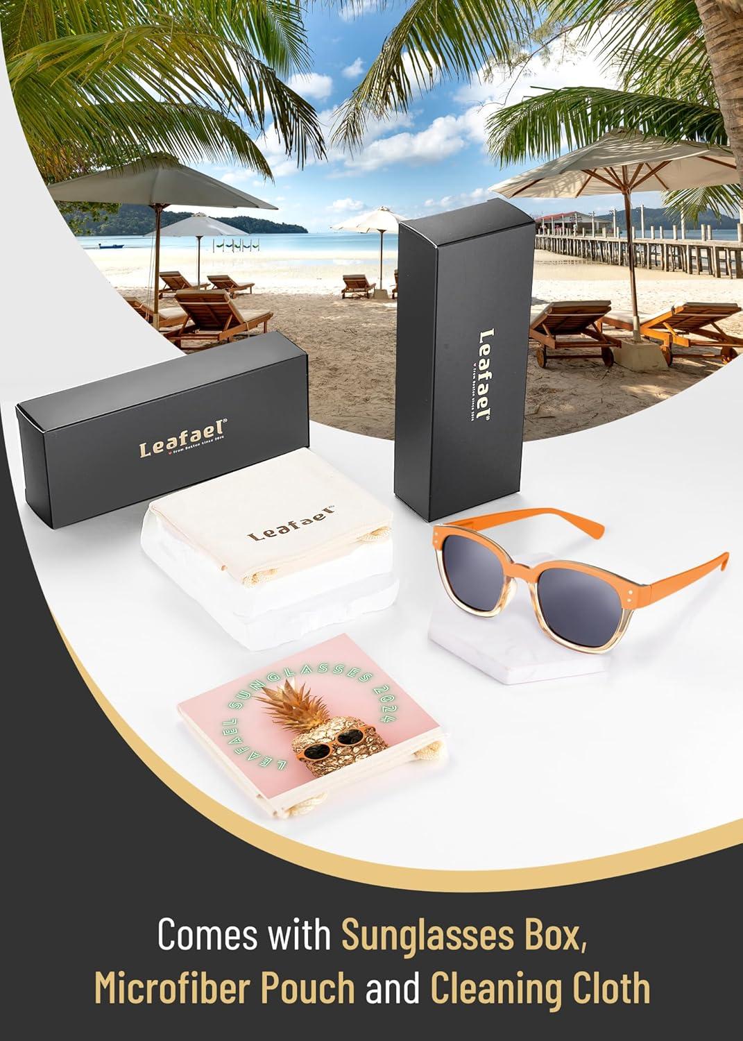imageLeafael Polarized Sunglasses Womens Trendy Two Tone Design UV400 100 Protection Retro Square Frame Lifestyle amp Active02 Orange