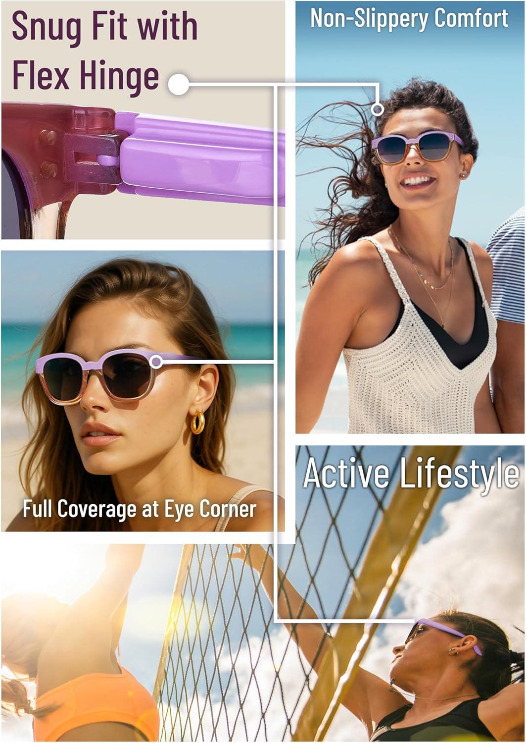 imageLeafael Polarized Sunglasses Womens Trendy Two Tone Design UV400 100 Protection Retro Square Frame Lifestyle amp Active07 Light Purple