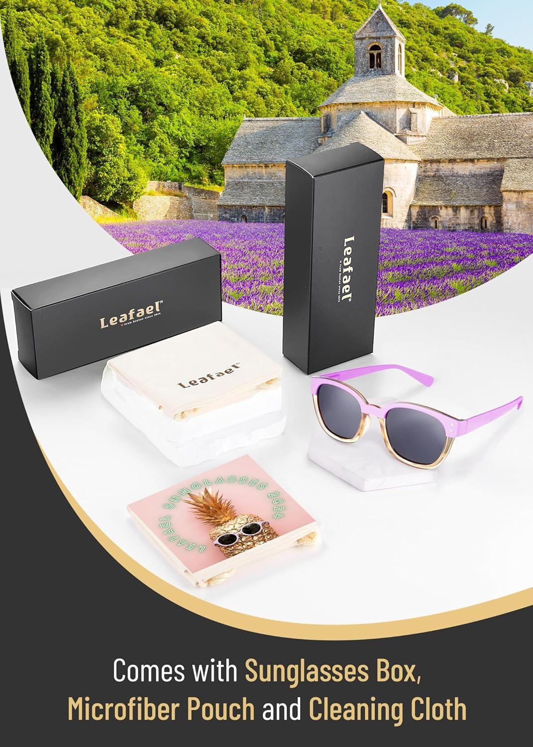 imageLeafael Polarized Sunglasses Womens Trendy Two Tone Design UV400 100 Protection Retro Square Frame Lifestyle amp Active07 Light Purple