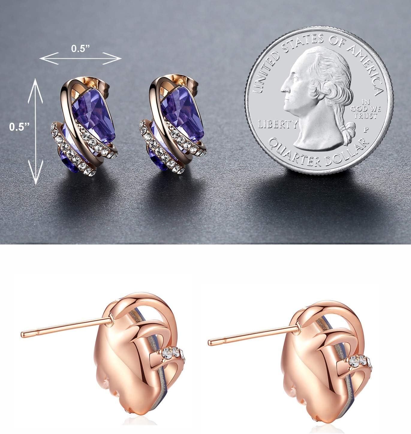 imageLeafael Wish Stone Necklace Stud Earrings and Bracelet Jewelry Set for Women February Birthstone Tanzanite Purple Crystal Jewelry Silver Tone Gifts for Women