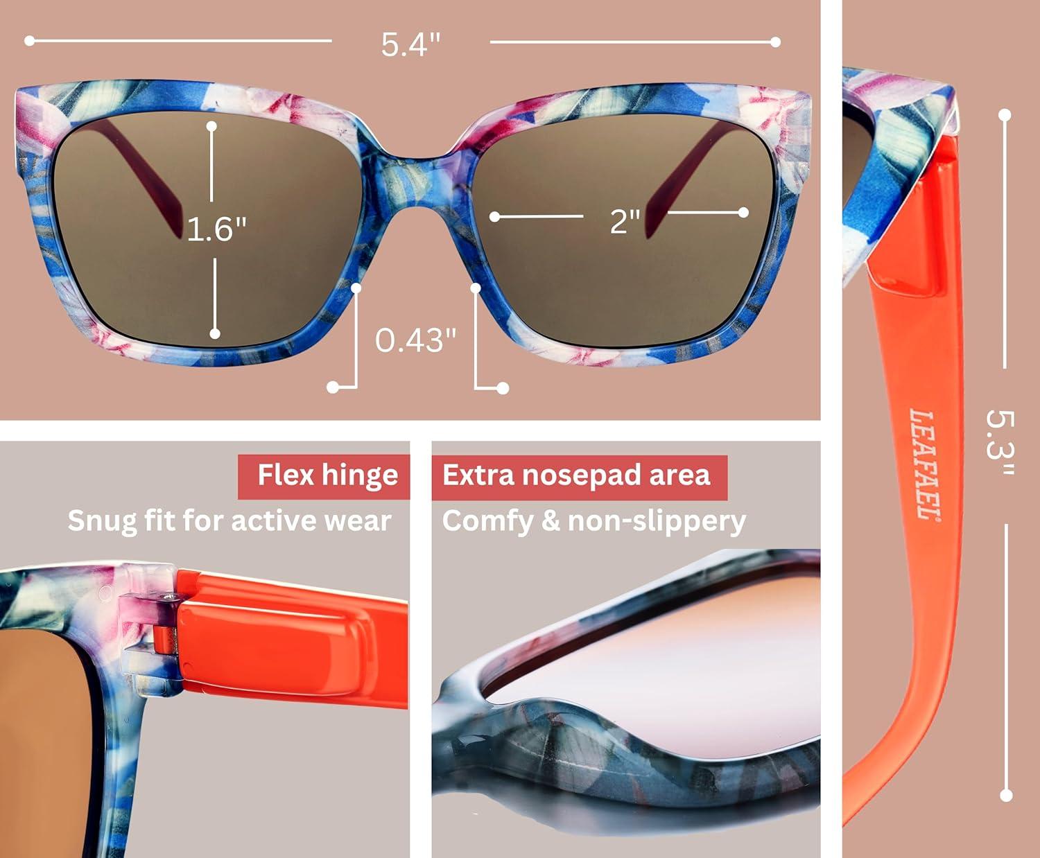 imageSunglasses Womens Trendy Retro Floral Design Polarized Lens UV Protection Square Cat Eye Frame Casual amp Active Wear02 Square Cat Eye Red Legs Rose Flower Print