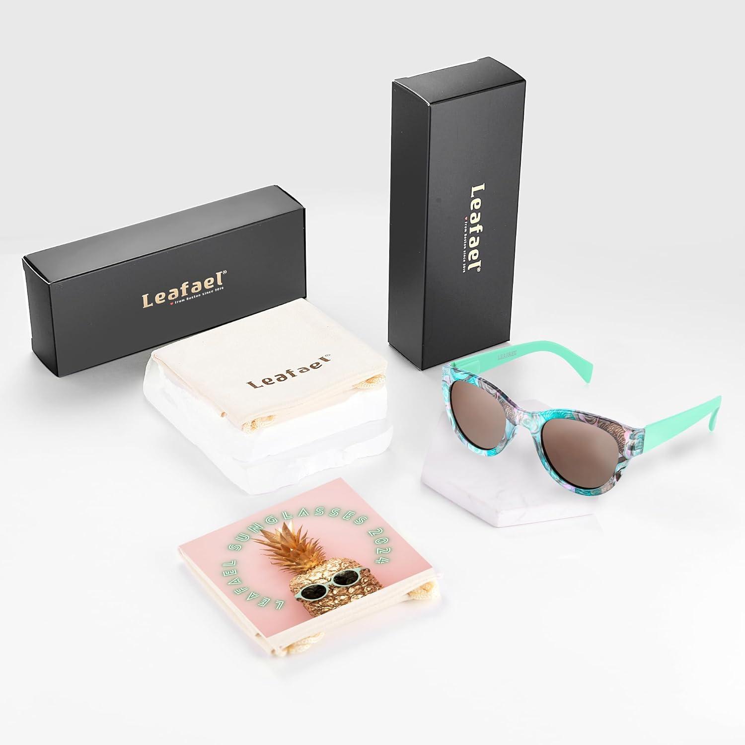 imageSunglasses Womens Trendy Retro Floral Design Polarized Lens UV Protection Square Cat Eye Frame Casual amp Active Wear03 Round Cat Eye Green Legs Modern Art Floral Print