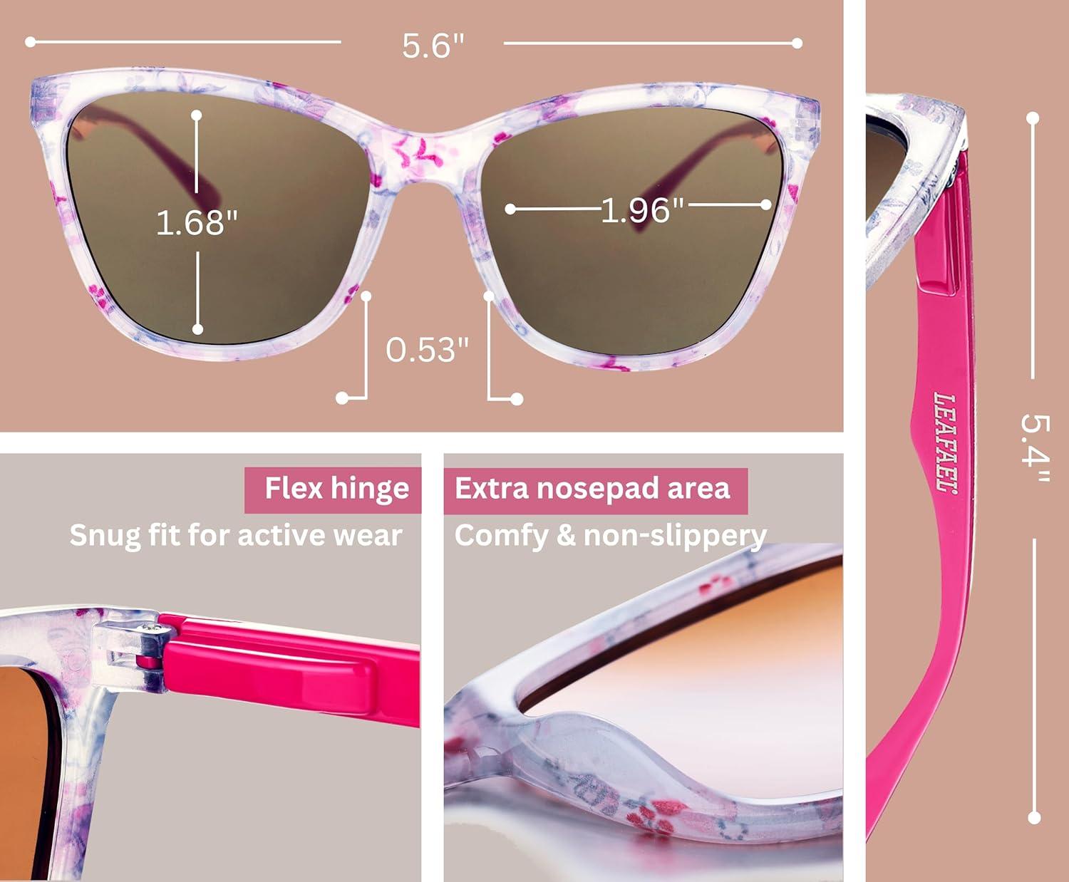 imageSunglasses Womens Trendy Retro Floral Design Polarized Lens UV Protection Square Cat Eye Frame Casual amp Active Wear08 Classic Cat Eye Pink Legs Daisy Floral Print