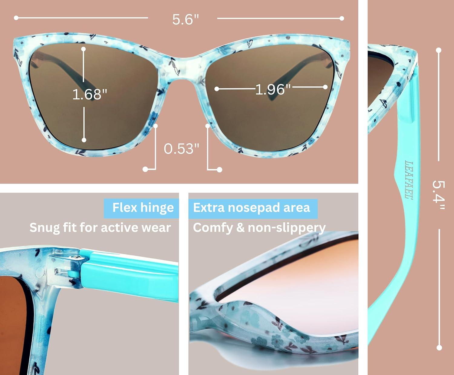 imageSunglasses Womens Trendy Retro Floral Design Polarized Lens UV Protection Square Cat Eye Frame Casual amp Active Wear09 Classic Cat Eye Blue Legs Daisy Floral Print