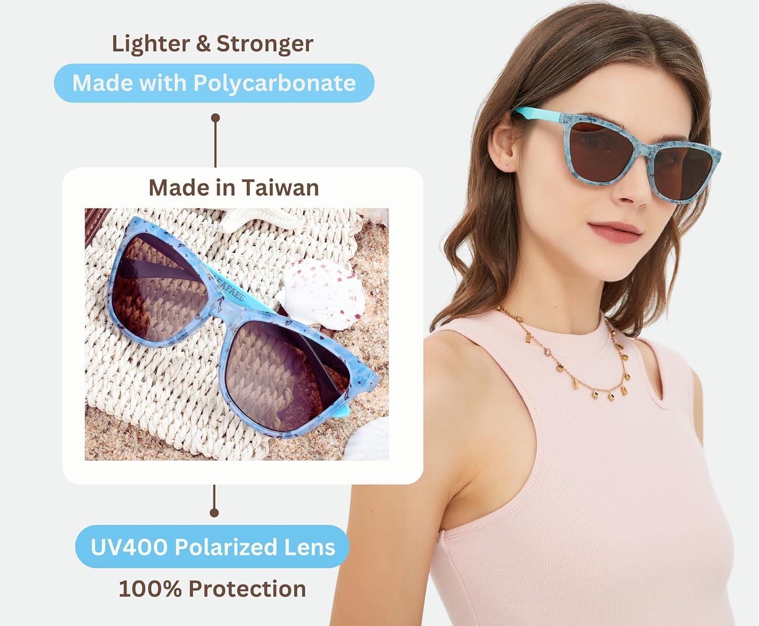 imageSunglasses Womens Trendy Retro Floral Design Polarized Lens UV Protection Square Cat Eye Frame Casual amp Active Wear09 Classic Cat Eye Blue Legs Daisy Floral Print