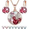 Pink Red Crystals/Rose Gold Plated Chain