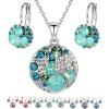 Green Crystals/Silver-tone Chain