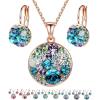 Blue Green Crystals/Rose Gold Plated Chain
