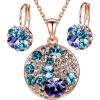 Blue Purple Crystals/Rose Gold Plated Chain