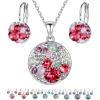 Pink Red Crystals/Silver-tone Chain