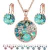 Green Crystals/Rose Gold Plated Chain
