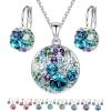 Blue Green Crystals/Silver-tone Chain