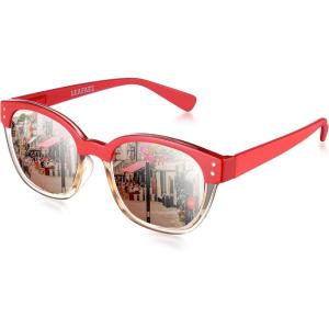 Leafael Polarized Sunglasses Women’s Trendy Two Tone Design, UV400 100% Protection, Retro Square Frame, Lifestyle & Active(01 Red)