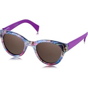 Sunglasses Women’s Trendy Retro Floral Design | Polarized Lens UV Protection | Square Cat Eye Frame | Casual & Active Wear(07 Round Cat Eye + Purple Legs + Tropical Flower Print)