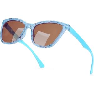 Sunglasses Women’s Trendy Retro Floral Design | Polarized Lens UV Protection | Square Cat Eye Frame | Casual & Active Wear(09 Classic Cat Eye + Blue Legs + Daisy Floral Print)