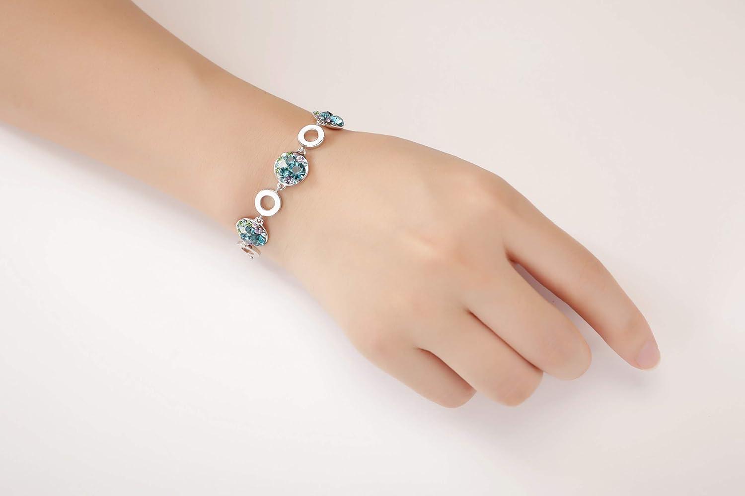 imageLeafael Ocean Bubble Womens Link Bracelet Made with Premium Crystals Costume Fashion Jewelry 72 Silver Tone or 18K Rose Gold Plated Gifts for Women
