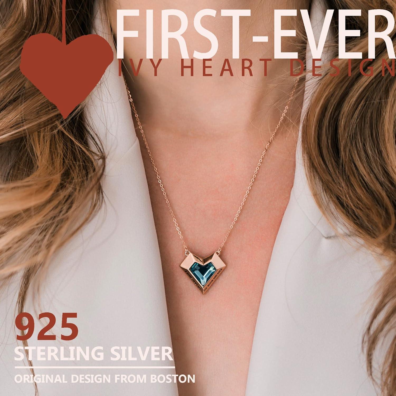 imageLeafael Ivy Heart Necklaces for Women 925 Sterling Silver Chain Birthstone Crystal Geometric 3D Pendant 18K Rose Gold Plated Jewelry Gifts for Her Engraved Words I Love You to The Moon and Back12DecemberTurquoise Blue