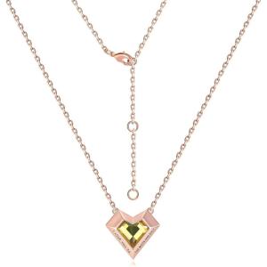 Leafael Ivy Heart Necklaces for Women, 925 Sterling Silver Chain, Birthstone Crystal Geometric 3D Pendant, 18K Rose Gold Plated, Jewelry Gifts for Her, Engraved Words I Love You to The Moon and Back(11-November-Citrine Yellow)