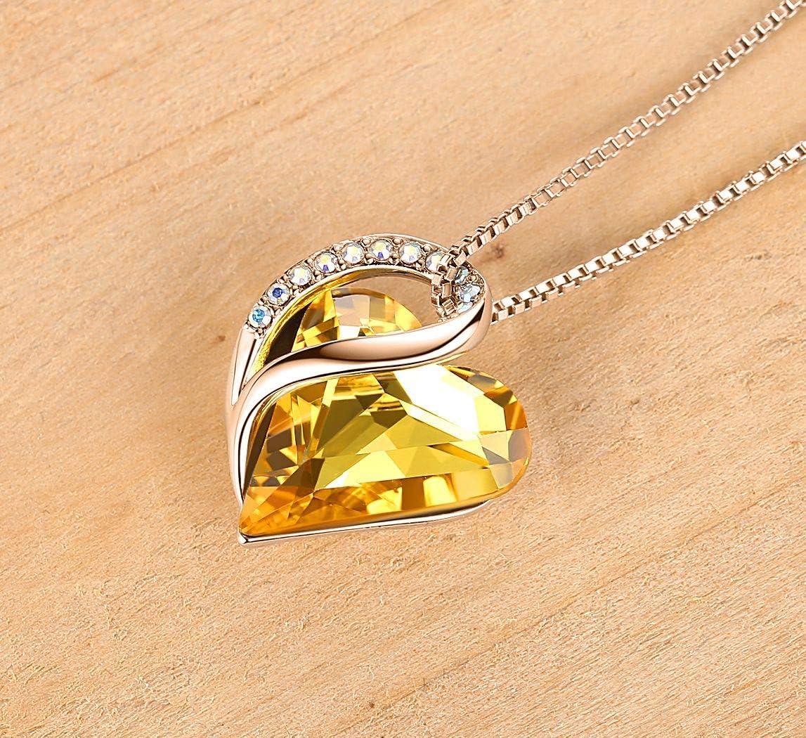 imageLeafael Infinity Love Crystal Heart Bundle Jewelry Set with Amber Brown Healing Stone Crystal for Balance Gifts for Women Necklace Earrings Bracelet 18K Rose Gold Plated