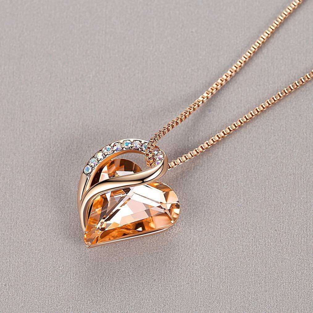 imageLeafael Infinity Love Crystal Heart Bundle Jewelry Set with Citrine Golden Yellow Healing Stone for Happiness Gifts for Women Necklace Earrings Bracelet 18K Rose Gold Plated