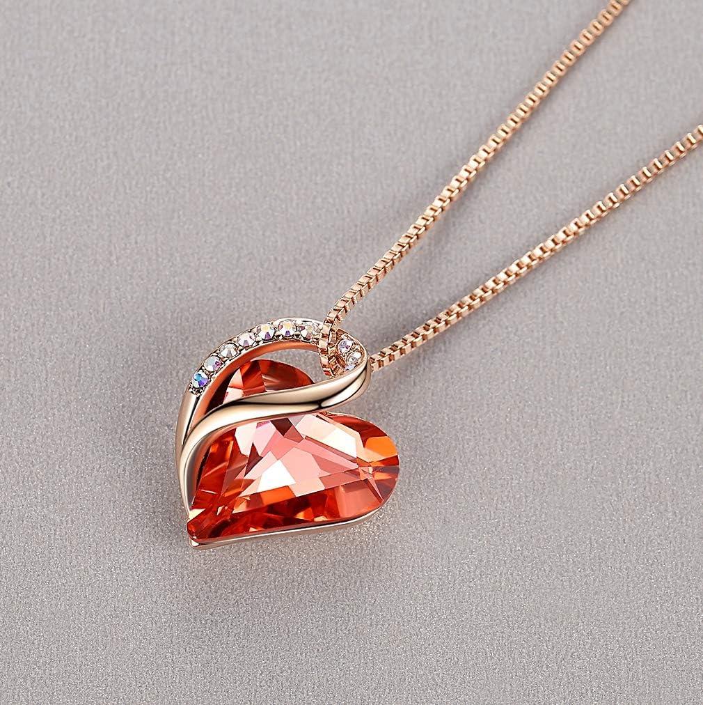 imageLeafael Infinity Love Crystal Heart Bundle Jewelry Set with Carnelian Red Healing Stone Crystal with Courage Gifts for Women Necklace Earrings Bracelet 18K Rose Gold Plated