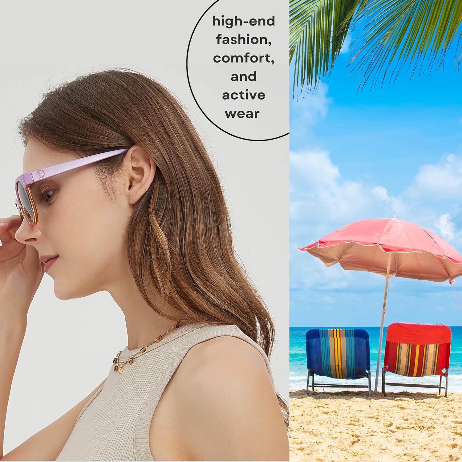 imageLeafael Personalized Initials Sunglasses for Women Trendy Two Tone Purple Square Frame Polarized UV400 Lens Casual amp SportLetter D