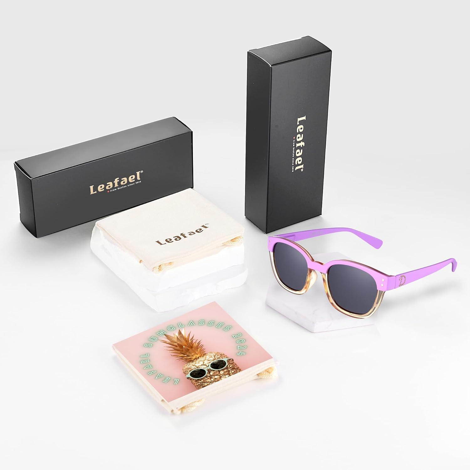 imageLeafael Personalized Initials Sunglasses for Women Trendy Two Tone Purple Square Frame Polarized UV400 Lens Casual amp SportLetter D