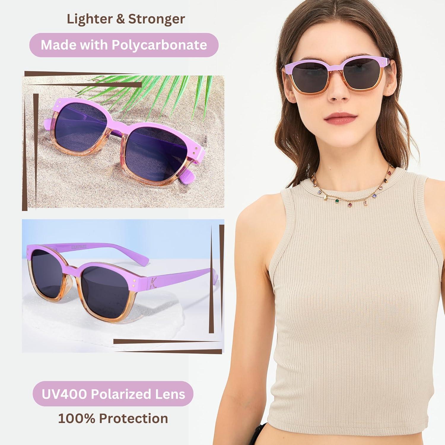 imageLeafael Personalized Initials Sunglasses for Women Trendy Two Tone Purple Square Frame Polarized UV400 Lens Casual amp SportLetter D