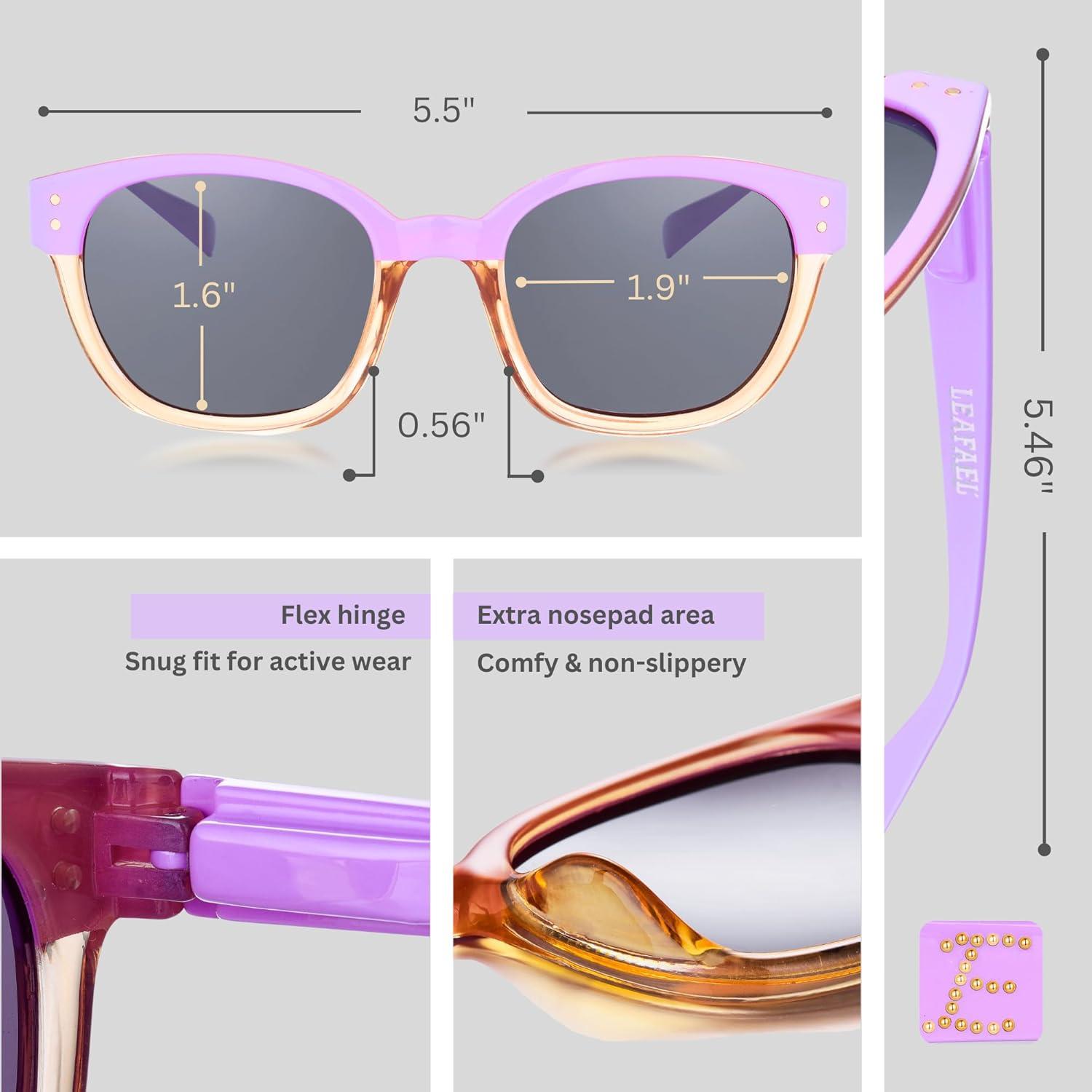 imageLeafael Personalized Initials Sunglasses for Women Trendy Two Tone Purple Square Frame Polarized UV400 Lens Casual amp SportLetter E