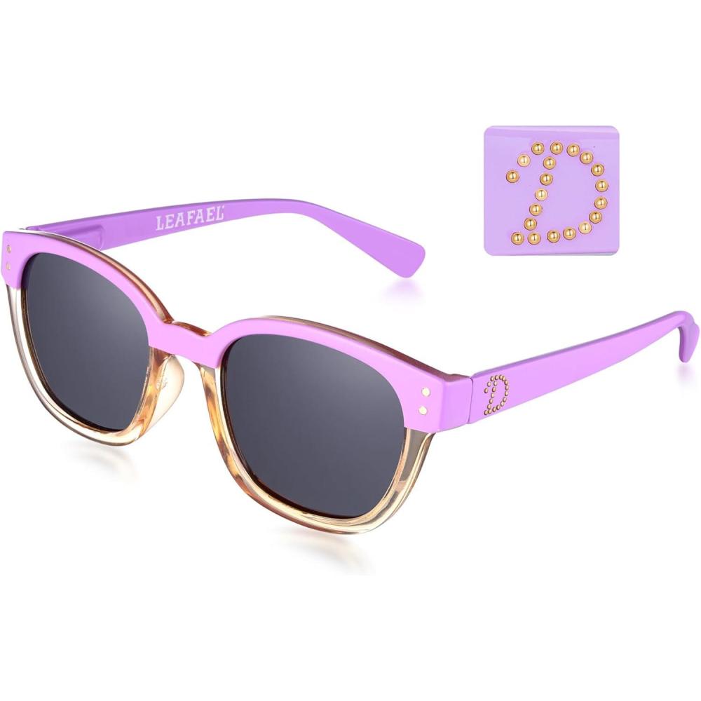 imageLeafael Personalized Initials Sunglasses for Women Trendy Two Tone Purple Square Frame Polarized UV400 Lens Casual amp SportLetter D