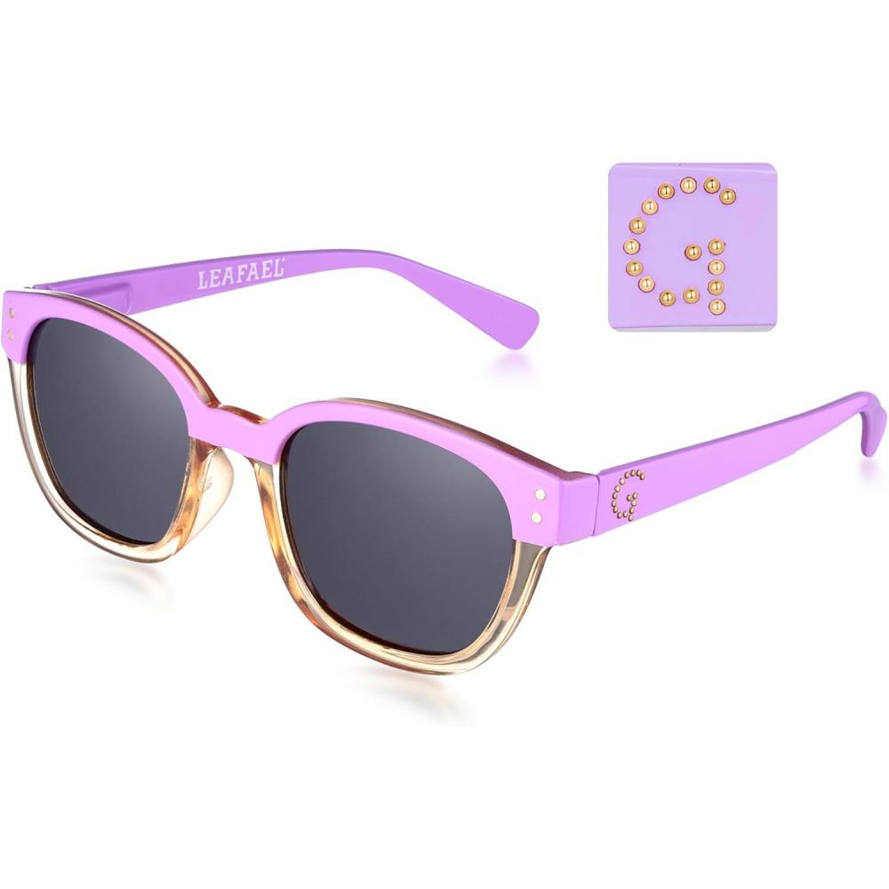 imageLeafael Personalized Initials Sunglasses for Women Trendy Two Tone Purple Square Frame Polarized UV400 Lens Casual amp SportLetter G