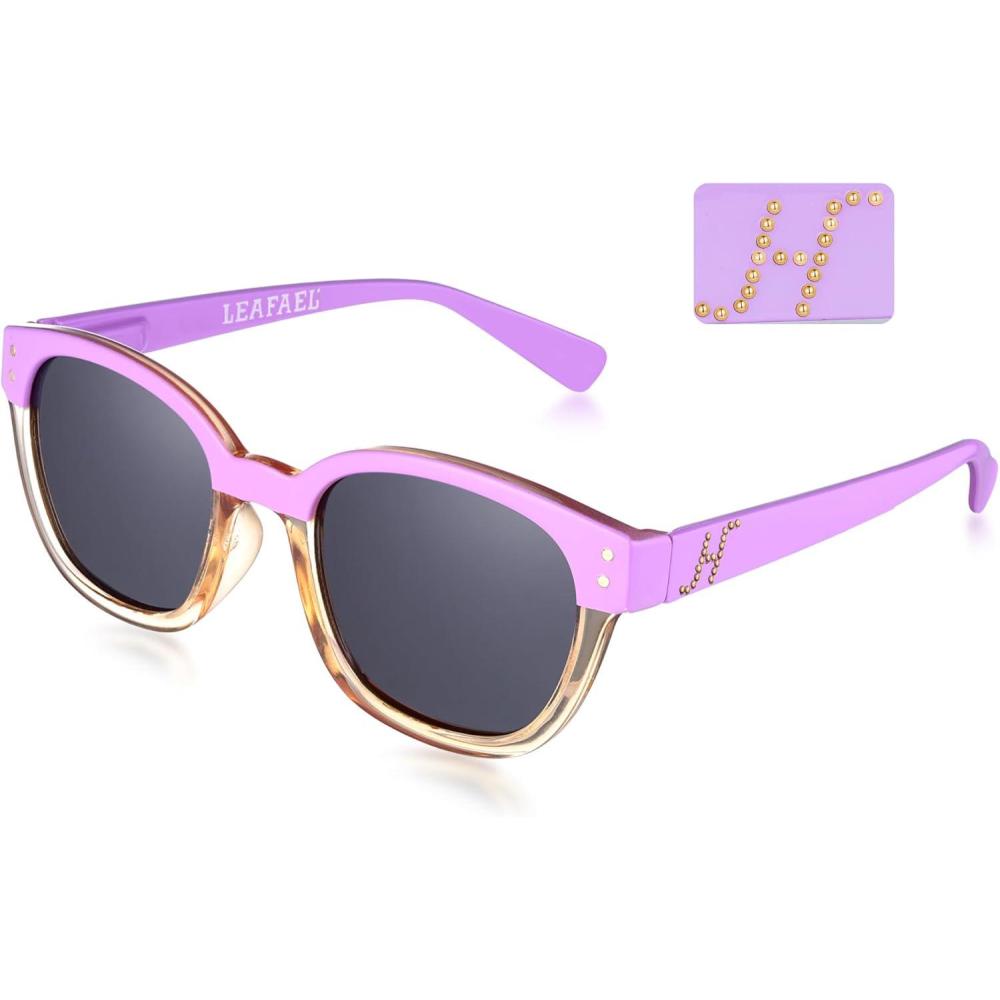 imageLeafael Personalized Initials Sunglasses for Women Trendy Two Tone Purple Square Frame Polarized UV400 Lens Casual amp SportLetter H