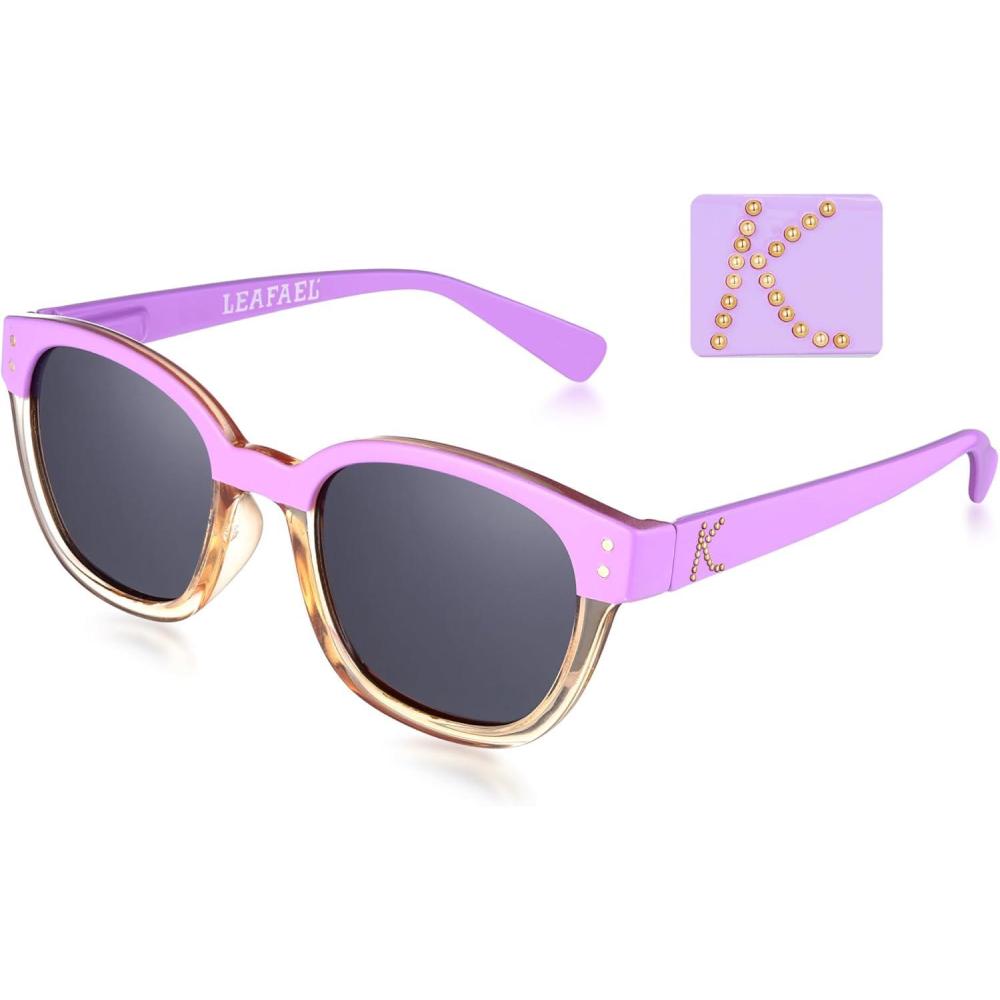 imageLeafael Personalized Initials Sunglasses for Women Trendy Two Tone Purple Square Frame Polarized UV400 Lens Casual amp SportLetter K