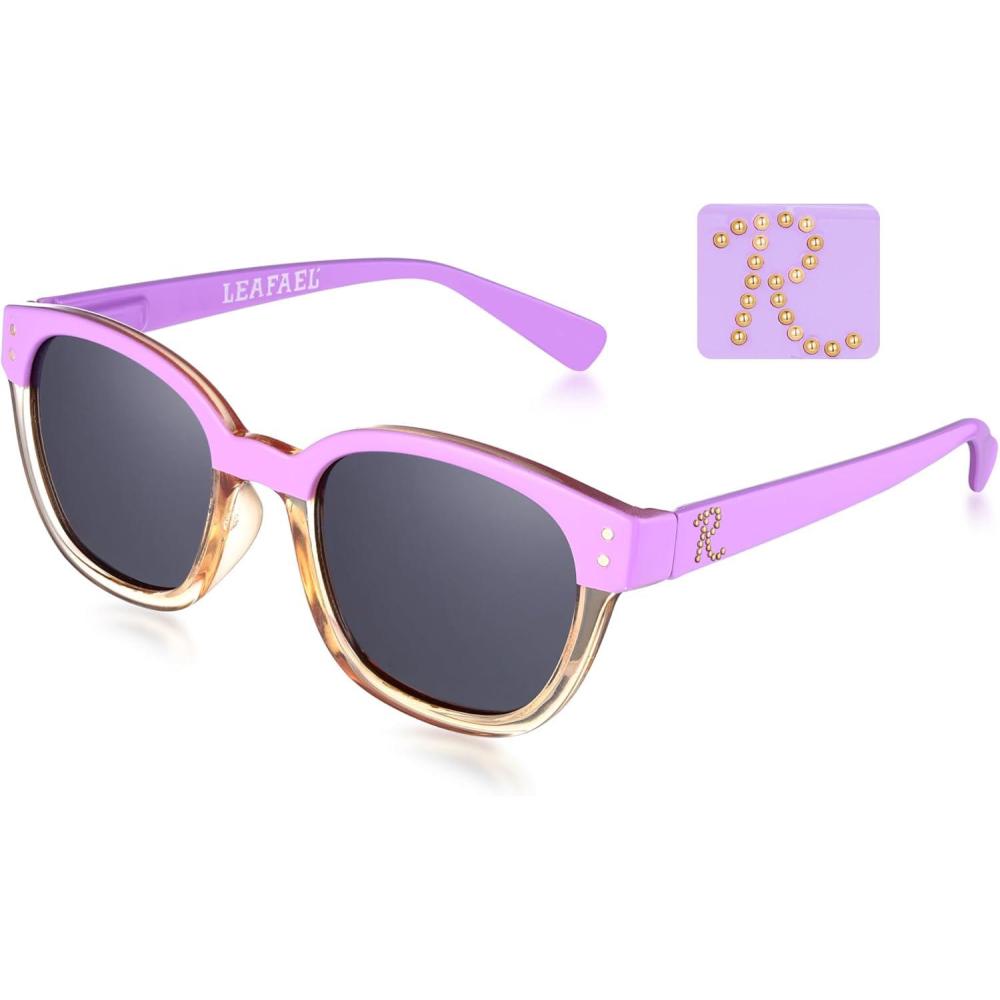 imageLeafael Personalized Initials Sunglasses for Women Trendy Two Tone Purple Square Frame Polarized UV400 Lens Casual amp SportLetter R