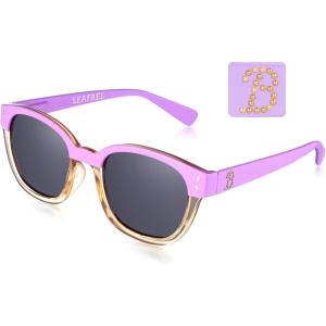 Leafael Personalized Initials Sunglasses for Women, Trendy Two Tone Purple Square Frame, Polarized UV400 Lens, Casual & Sport(Letter B)