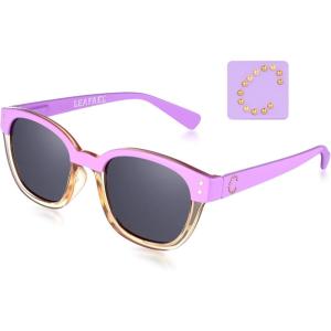 Leafael Personalized Initials Sunglasses for Women, Trendy Two Tone Purple Square Frame, Polarized UV400 Lens, Casual & Sport(Letter C)