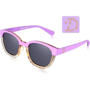 Leafael Personalized Initials Sunglasses for Women, Trendy Two Tone Purple Square Frame, Polarized UV400 Lens, Casual & Sport(Letter D)