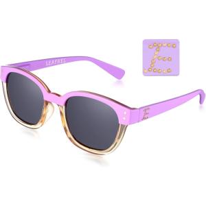 Leafael Personalized Initials Sunglasses for Women, Trendy Two Tone Purple Square Frame, Polarized UV400 Lens, Casual & Sport(Letter E)
