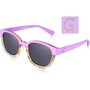 Leafael Personalized Initials Sunglasses for Women, Trendy Two Tone Purple Square Frame, Polarized UV400 Lens, Casual & Sport(Letter G)