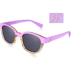 Leafael Personalized Initials Sunglasses for Women, Trendy Two Tone Purple Square Frame, Polarized UV400 Lens, Casual & Sport(Letter H)